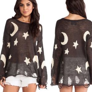 WILDFOX WHITE LABEL LENNON MOON STAR SWEATER S